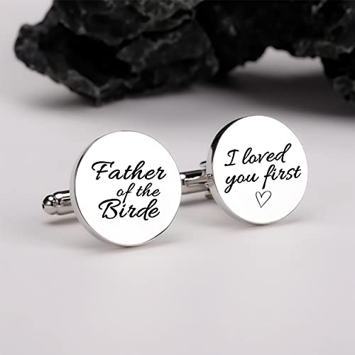 Kooer Personalized Men's Wedding Cufflinks, Custom Father Of The Bride Cuff Links Jewelry Gift For Men Him Groom Groomsman - style: stepdad of the bride