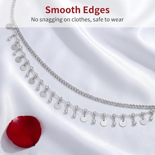 Layered Belly Waist Chain for Women - color: Silver Disc Waist Chain