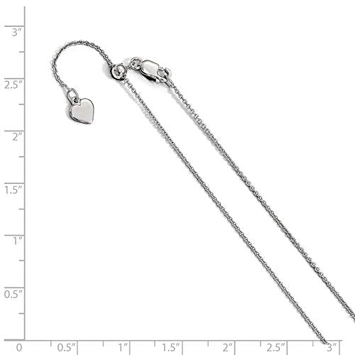 Solid Sterling Silver .95 mm Adjustable Rolo Chain Necklace - with Secure Lobster Lock Clasp
