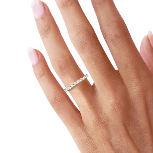 Bo.Dream Cubic Zirconia Eternity Rings Wedding Band 925 Sterling Silver - color: yellow gold plated (2.2mm full)