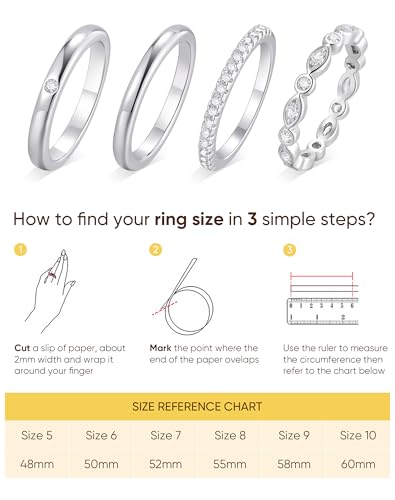 KSF 2Pcs / 3Pcs / 4Pcs Stackable Rings for Women, Gold and Silver Plated Stack Ring Set for Everyday Wear, Gift for Her - color: Silver-4pcs