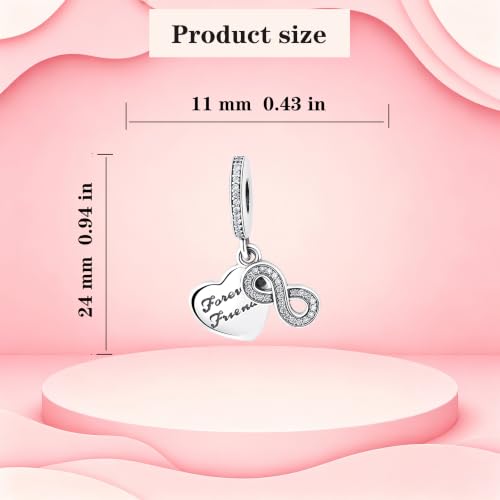 925 Sterling Silver Charms Pendants Mom Heart Dog koi fish Sea Turtle Football Charms for bracelet Pendants Beads Mom Sister Wife Family, Friends, Birthday gifts - style: Forever friend pendant