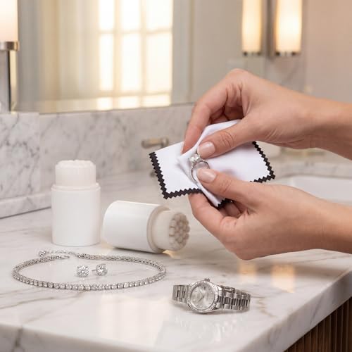 2 Set Jewelry Cleaning Kit Watch Cleaning Brush Silver Polishing Cloth Jewelry Cleaner Tool for Gold Gemstones Coins