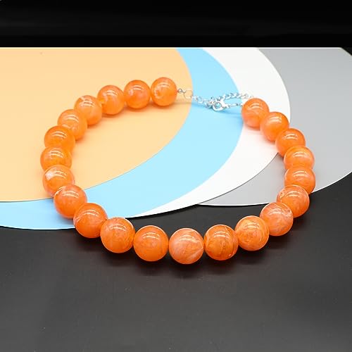 JNF Chunky Beaded Necklaces Women Large Big Ball Bead Choker Necklace Bold Statement Beads jewelry Gift - color: gemstone neckalce Orange