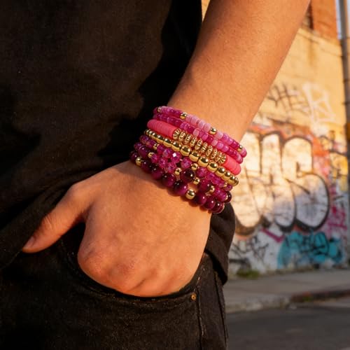 Boho Wooden Beads Bracelets Bohemian Bracelet Stack for Men Women Wood Beaded Bracelet Set - color: I
