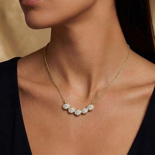 Coolkin 3 PCS Women Gifts Layered Gold Necklace for Women,14K Gold Plated Dainty CZ Pendant Layering Gold Necklaces Set Chain Choker Cubic Zirconia Necklace Trendy Jewelry Gifts - style: Circular CZ