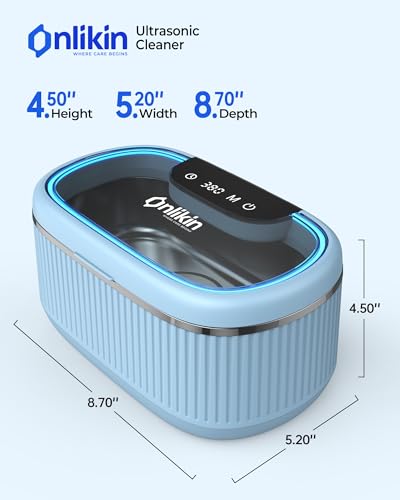 45KHz Ultrasonic Jewelry Cleaner, 5 Timer & 3 Power Modes, 35W Retainer Cleaner for Jewelry, Eyeglasses, Rings, Watch Strap, Dentures - Quiet <38dB, 20oz, 304 Stainless Steel Tank(Blue) - color: Blue