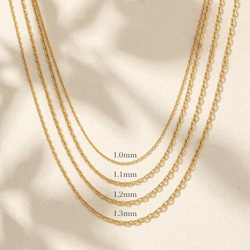 Gold Necklaces for Women 14K Gold Chain for Women Gold Cable Chain | Dainty Gold Cable Chain Necklace for Womens Simple Cable Chain for Men Necklaces 14-26” 14k gold necklaces for women men - size: 18in-45cm, style: 1.0mm