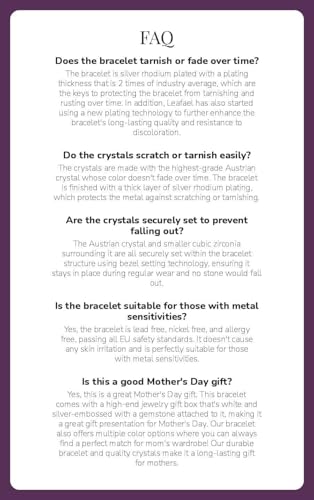 Leafael Infinity Love Heart Gift Bracelet for Women, Birthstone or Healing Stone Crystal, Silver Tone Birthday Jewelry for Her, Mom, and Wife, 7-inch Chain and 2-inch Extender - color: 04a-April-Clear White Crystal