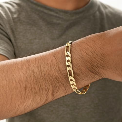 Gold Bracelets for Women & Men 14k Gold Figaro Chain Bracelet Trendy Gold Chain Dainty Chunky Charm Bracelet Statement Unisex Ewelry Gifts 6mm/8mm - size: 8mm