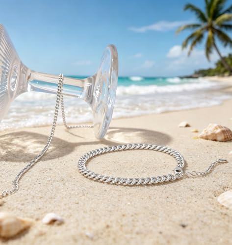 Anklets for Women, Gold/Silver Chunky Cuban Link Anklet Bracelets for Women Layered Gold Anklets for Women Waterproof Adjustable Women's Anklets Beach Jewelry - style: chunky cuban anklet set-silver
