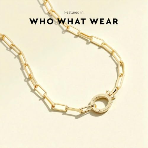 Mint & Lily Paperclip Chain Necklace for Women, Layering | 18K Gold Plated Adjustable Layering Chain Necklace, Hinge Clasp Charmn, Tarnish-Resistant, Waterproof, Jewelry Gift for Her - color: Gold