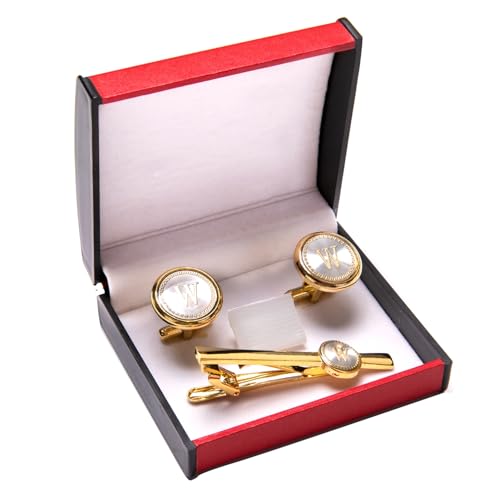 Barry.Wang Mens Cufflinks Tie Clip French Stylish Cuff Links Wedding Shirts Cuff Buttons Elegant Gift Necktie Pin - style: Gold Silvery M