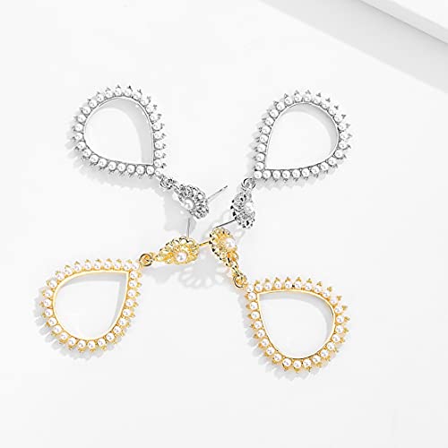 Flower Teardrop Bridal Wedding Dangle CZ Earrings in Silver/Gold Tone for Women Girl Bride Gift … - color: Fashion style 6