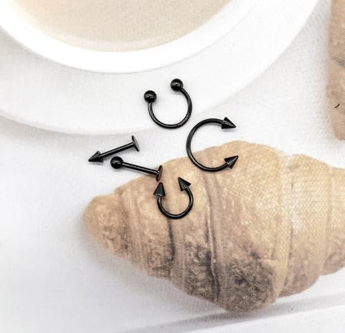 32PCS 16G Lip Rings Surgical Steel Snake Bite Jewelry Labret Jewelry Monroe Lip Barbell Ring Daith Tragus Helix Piercing Jewelry for Women Men 6mm/8mm/10mm/12mm
