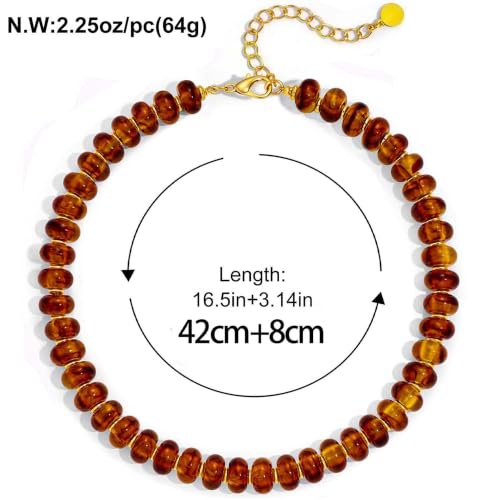 Chunky Beaded Necklace for Women, Colorful Trendy Statement Summer Jewelry Gift - color: necklace-37