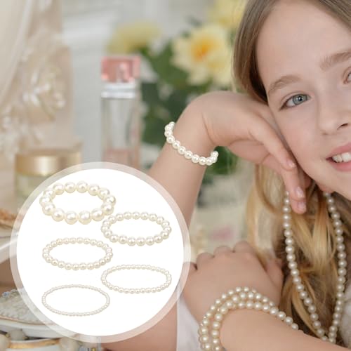 10 PCS Pearl Bracelet for Women Pearls Stretchy Bracelets Set Faux Pearl Bridal Wedding Bracelet Stackable Boho Jewelry for Women Party Wedding Gifts