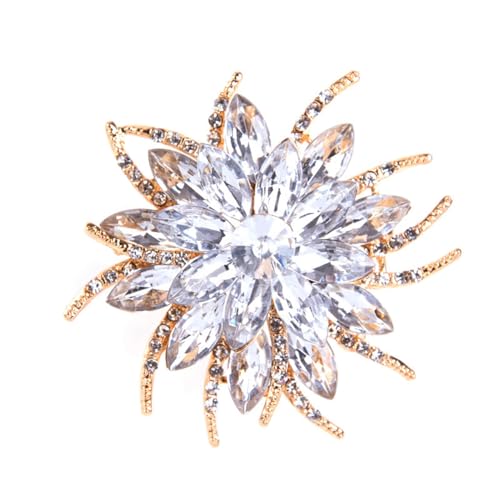 Rhinestone Sunflower Brooch Pin Red Pink Flower Brooch Stylish Crystal Brooch Elegant Clothing Hat Bag Accessories Jewerly for Women - color: White1