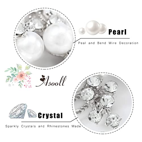 Asooll Gold Wedding Pearl Hair Comb Bride Crystal Headpiece Bridal Rhinestone Hair Clip Hair Accessories for Women(Set of 2) (B-Silver) - color: B-Silver