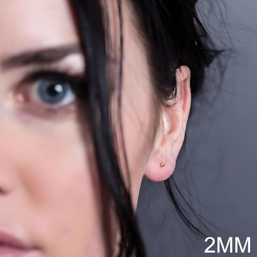 15 Pairs Surgical Steel Ball Stud Earrings Set | Fadeless, PVD Plating, Stainless Steel, Fadeless, Waterproof, High Polish, Hypoallergenic - color: Gold 16Pairs (2mm 3mm )