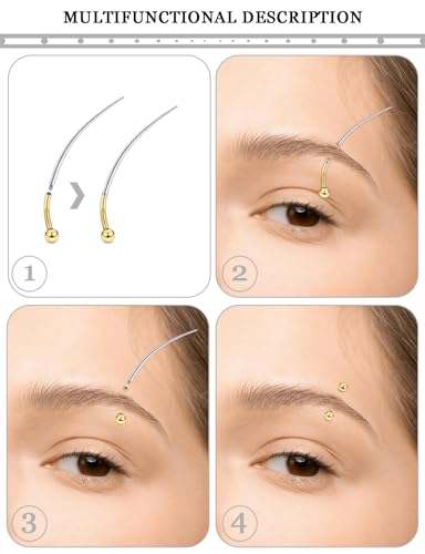 Oufksiyy 18G 16G Internal Thread Eyebrow & Rook Piercing Jewelry Surgical Steel Double Gem Eyebrow Piercings Rings Gold Silver Curved Barbell Eyebrow Ring Vertical Labret Lip Jewelry 6m 8mm 10mm - color: Gold: 16G curved barbell