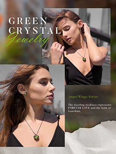 CDE Angel Wings Heart Birthstone Pendant Necklace Gift for Women | Silver/Gold Tone,Ideal Birthday & Anniversary Jewelry Gift for Wife,Girlfriend,Her - color: Black-Colorful Zircon Birthstone