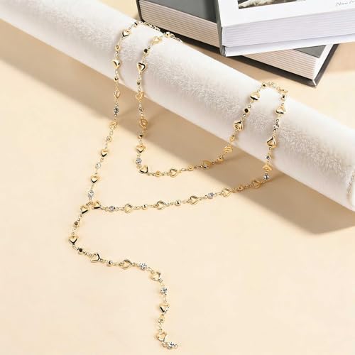 Necklace for Women, Dainty Long 14K Gold Y-Shaped Necklace Jewelry Trendy Beaded Layered Chain Drop Necklaces Jewelry Women Gifts - style: Clavicle Chain-Double Layered