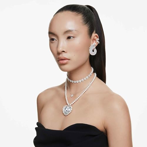 Swarovski Ariana Grande Collection, Clear Crystal & Pearls, Rhodium Finish, Necklaces, Earrings and Bracelets - color: Heart Pendant Necklace