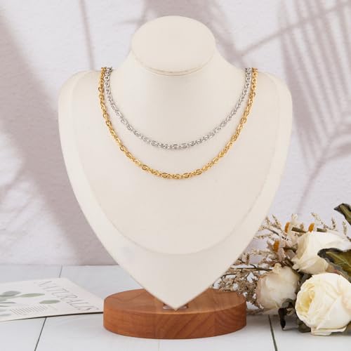 SMYHTGLIF 2 Rolls Total 32.8 Feet Gold and Silver Chain for Jewelry Making | Stainless Steel Cable Jewelry Chain Roll Oval Link Bulk Chain Craft Jewelry Making Chains - size: 5.1×4mm