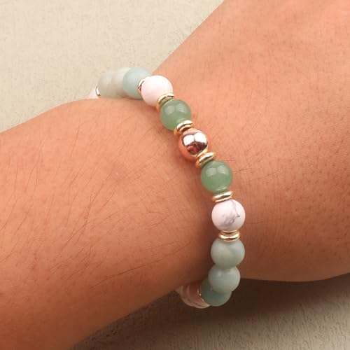KSQS Healing Stone Bead Bracelet for Women, Natural Gemstones Balance Protection Bracelet, Spiritual Crystal Beads Bracelet Anxiety Relief with Meaning Card - color: Clarity
