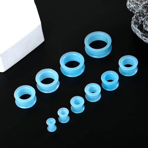 20Pcs Silicone Ear Gauges 2G-25mm Flexible Ear Tunnels Gauges Soft Expander Stretching Ear Plugs Tunnels Black Earring Piercings Jewelry for Men Women - color: Thick Blue Silicone