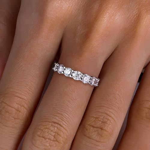 Moissanite Eternity Ring, S925 Sterling Silver Wedding Band for Women - style: Starry Sparkle Eternity Band