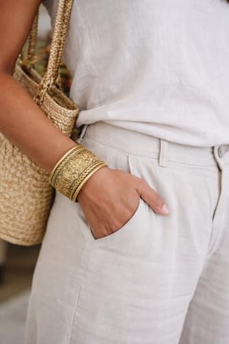Touchstone Indian Bollywood Desire Brass Base Exotic Workmanship Free Size Cuff Bracelet in Antique Gold Or White Or Copper Tone for Women. - style: 1 D059 Antique Gold 4