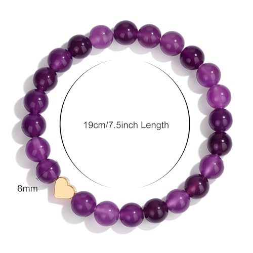 Healing Bracelet For Women Anxiety Beaded Bracelets Jewelry Healing Stone Crystal Bracelet Stress Relief Yoga Beads Chakra Bracelets Gifts For Women pink - color: Heart-Amethyst