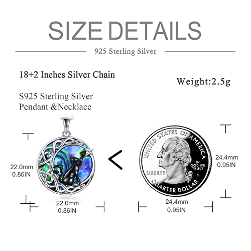 925 Sterling Silver Moon Black Cat Necklace for Women Cat Jewelry - style: C-Black Cat Abalone Necklace