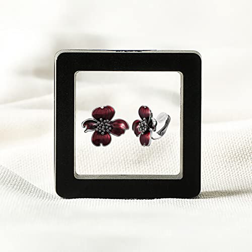 Clip on Earrings Women, 14K Gold Plated Earrings for Sensitive Ears, Fashion Women's Earrings Jewelry Birthday Gift for Wife Grandma Daughter Girls on Christmas Thanksgiving - color: Silver Black Red Earrings
