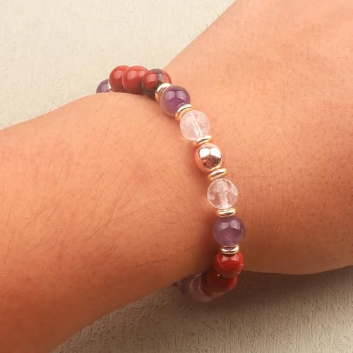 KSQS Healing Stone Bead Bracelet for Women, Natural Gemstones Balance Protection Bracelet, Spiritual Crystal Beads Bracelet Anxiety Relief with Meaning Card - color: Health