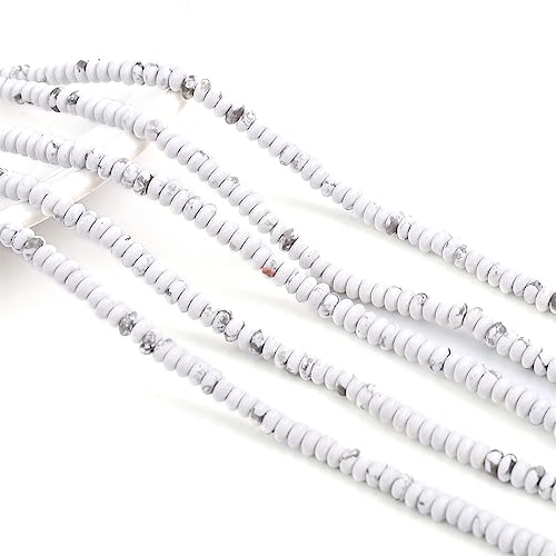BEADIA Natural White Howlite Spacer Beads Caps Rondelle Disk Loose Beads for Beading Jewelry Making 4mmx2mm 38cm - color: White Howlite, size: Rondelle Disk 4mm x 2mm
