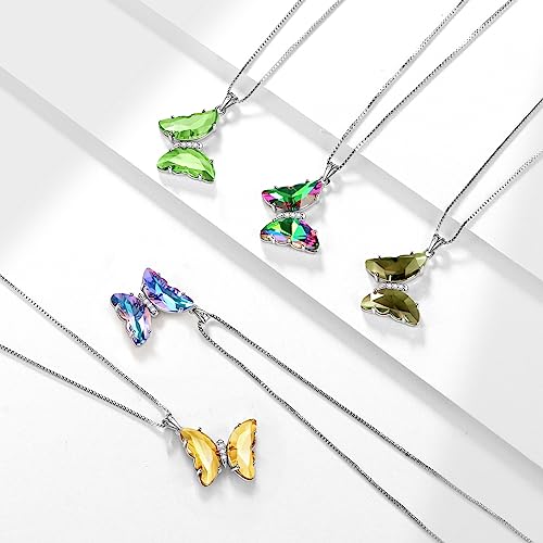 Aurora Tears Butterfly Necklace Earrings Ring Bracelet - Women 925 Sterling Silver Animal Butterflies Birthstone Pendant Crystal Wedding Birthday Jewelry - color: pendant-K.November