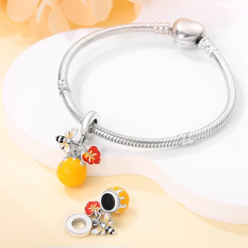 LNQOBU 925 Sterling Silver Charms for Bracelets Dangle Pendant fit Pandora Bracelets or Necklaces Jewelry Woman Gift Beads Charm (With one Spacer Beads) - style: Charm 604