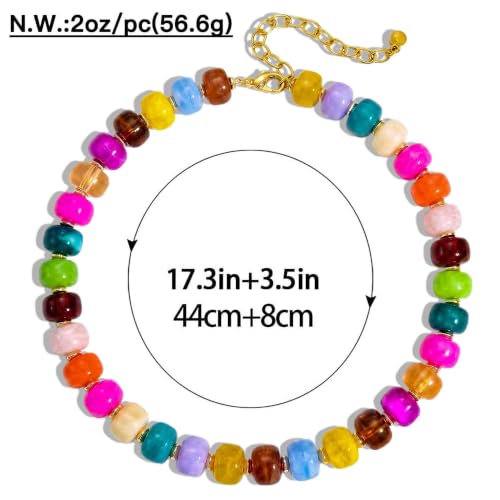 Chunky Beaded Necklace for Women, Colorful Trendy Statement Summer Jewelry Gift - color: necklace-42