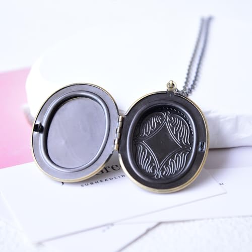 Vintage Photo Locket Necklace Handmade Pressed Flower Locket Necklace for Women - style: Forget Me Not(1.53"x 1.85")