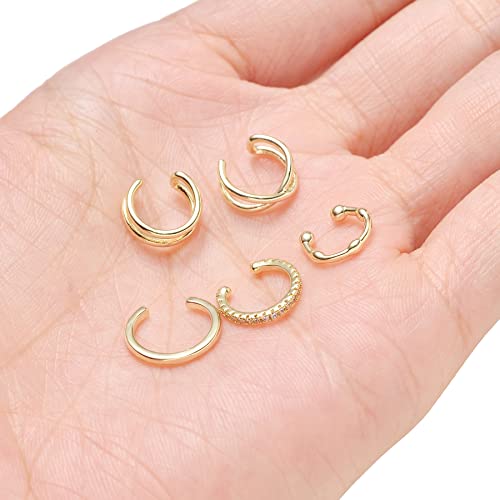 4-10 Pairs Stainless Steel Ear Cuff Helix Cartilage Clip On Wrap Earrings Fake Nose Ring Non-Piercing Adjustable - color: A6:10Pairs, Gold Tone