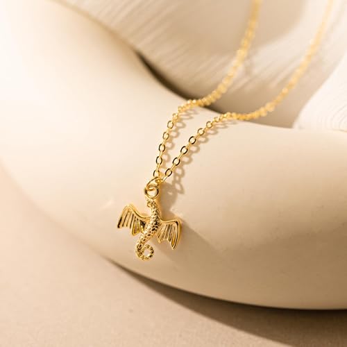 HANLI 14K Gold Plated Necklaces for Women - Dainty Butterfly, Star of David, Moon and Star, Sun, Lotus, Infinity, Hummingbird, Bee,Boots,Chill,Sunflower Pendant Designs - Elegant Jewelry for Women - color: Dragon-necklace
