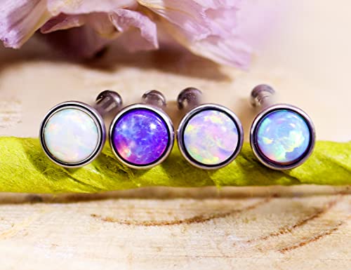 18G 20G 22G Nose Rings Studs 316L Surgical Steel Straight Screw L Shaped Nose Studs for Women Men CZ Opal Size 1.5mm 2mm 2.5mm 3mm - color: 20G-Straight-Opal/CZ 3mm