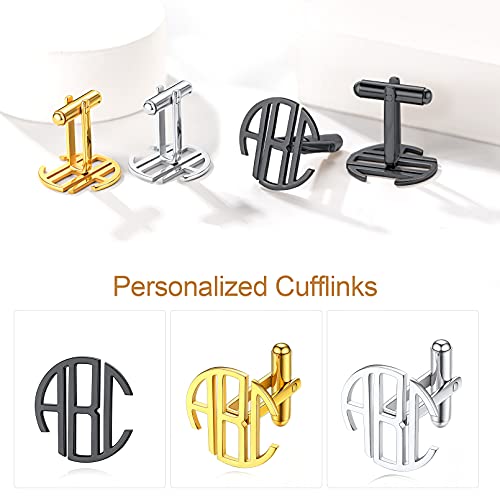 Custom4U Custom Photo Cufflinks for Men Father of the Bride Gifts - color: F-Monogram-Black