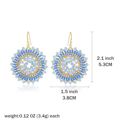 Colorful Summer Beaded Earrings For Women Crystals Glass Bead Dangle Drop Bohemia Earrings Statement Earrings For Women - color: Blue