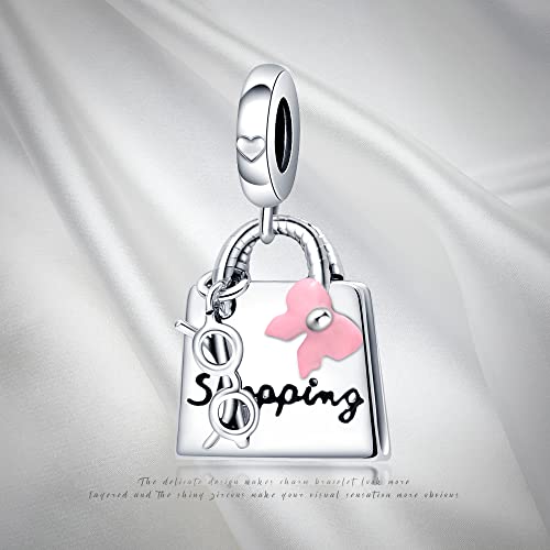 Pandach 925 Sterling Silver Charms for Bracelet&Necklace Dangle Pendant Bead with 5A Cubic Zirconia Stones,Jewelry Beads Gifts for Women - style: Bag and Eyeglass Charm