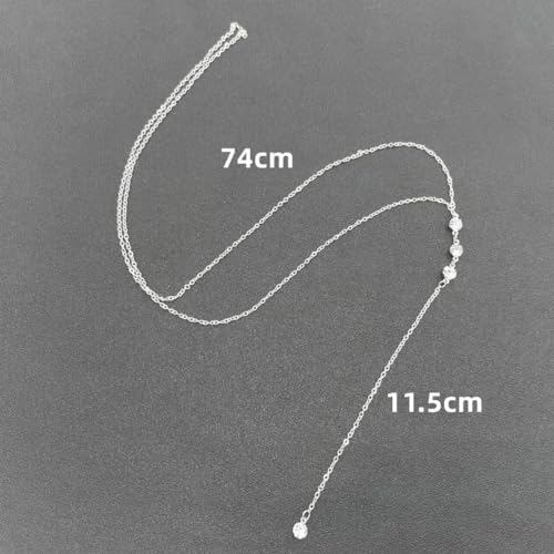Rhinestone Back Chain Bridal Backdrop Necklace Chain for Backless Dress | Women Open Back Necklace, Summer Back Body Jewelry - color: Silver