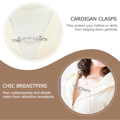 2pcs Vintage Retro Cardigan Clips for Women Silver Alloy Collar Clasps with Exquisite Antique Style, All-match Brooches to Add Elegance for Sweaters and Jackets